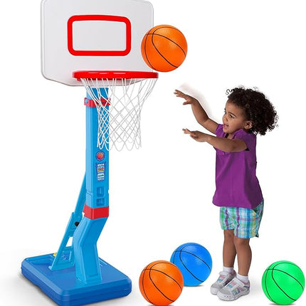 Toddler Basketball Hoop Indoor Mini Adjustable Basketball Goal with Ball Pump Outdoor Toys Backyard Game Outside Pool Basketball Toys for 1 2 3 4 Year Old Boy Girl Kid Toy Age 2-4 4-8 Birthday Gift