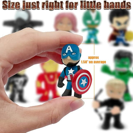 Mini Superhero Toys, 26PCS Minifigures Small Action Figures Superhero Party Birthday Decorations for Kids’ Christmas Stocking, Easter Eggs Cake Toppers Collectibles