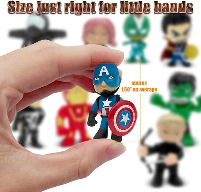 Mini Superhero Toys, 26PCS Minifigures Small Action Figures Superhero Party Birthday Decorations for Kids’ Christmas Stocking, Easter Eggs Cake Toppers Collectibles