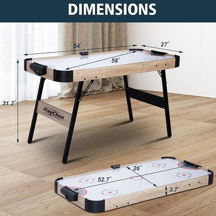 58 Inch LED Folding Air Hockey Table for Family, Foldable Sports Hockey Game Set w/2 Pucks, 2 Pushers, Powerful Motor, Hockey Table for Adults and Kids, Home Game Room