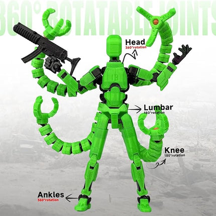 Already Assembled T13 Action Figure Accessories,T13 Multi-Jointed Movable,for Collectors Desktop Decorations t-13 Movability 3D Printed Toys (Luminous Green, 7.2 Inch)