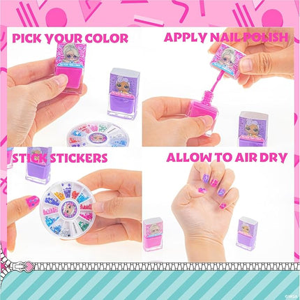 Townley Girl L.O.L. Surprise! Makeup Filled Backpack Set, Including Lip Balm, Nail Polish, Nail File, Hair Bows, and Other Accessories, Perfect for Parties, Sleepovers and Makeovers, Ages 3