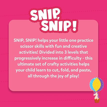 Skillmatics Scissor Skills Activity Book - Snip Snip, 25 Fun Cutting & Creative Activities for Preschoolers, 2 Child-Safe Scissors, Fine Motor Skills, Felt Craft Kit, Gifts for Kids Ages 3, 4, 5, 6, 7