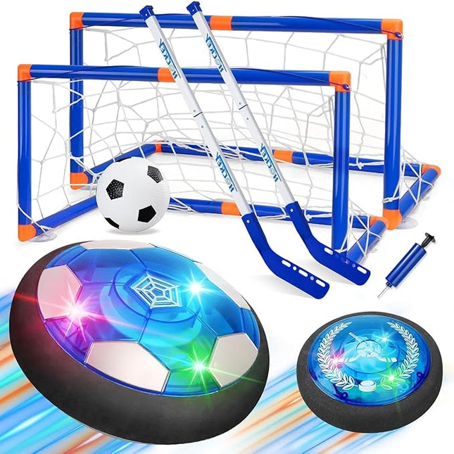 3-in-1 Hover Soccer Ball, Kids Toddler Hockey Set with LED Lights,Indoor Outdoor Toys for Kids, Soccer Gift for Boys 6-8 8-12, Birthday,Kids, Boys Girls Age 6, 7, 8, 9, 10, 11, 12