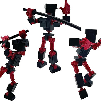 (Assembly Completed) 3D Printed 6.65-inch Action Figure Mini-13, Full Body Mechanical Movable Toy, Multiple Accessories, Desk Decoration, Creative Gifts (Black)