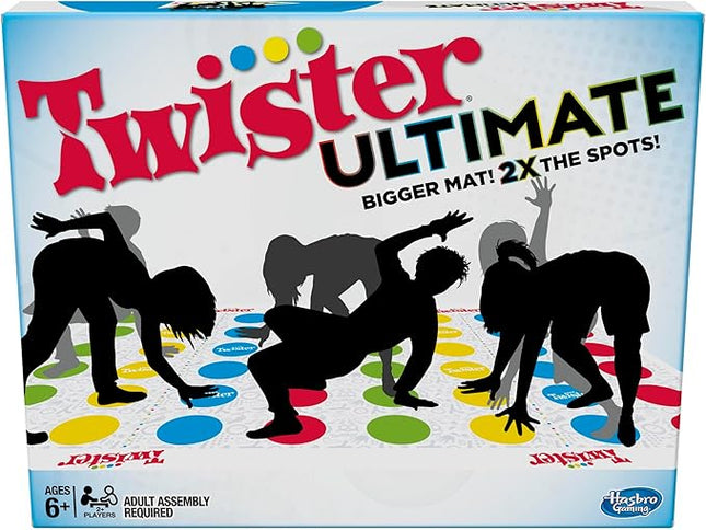 Hasbro Gaming Twister Ultimate: Bigger Mat, More Colored Spots, Family, Kids Party Game Age 6+; Compatible with Alexa (Amazon Exclusive)