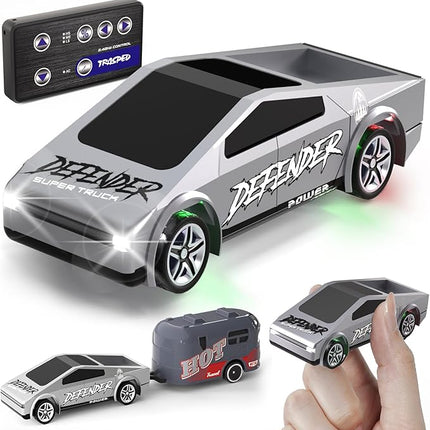 1:64 Mini RC Car Toys - Small RC Truck 2.4 GHZ Model Remote Control Cars with Trailer Kit, 3 Speed Adjustable Electric Vehicles Car Toy with Light,Birthday Gift for Boys Age 5+ Years Old