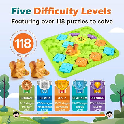 Airkid STEM Board Games Kids Brain Teasers Toys, Road Builder Logic Puzzle Games, Montessori Educational Learning Toys Birthday Gifts for Age 4-8 Year Old