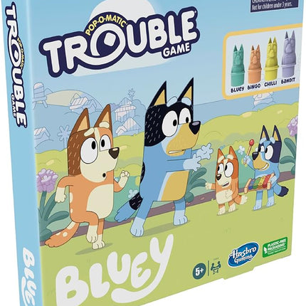 Hasbro Gaming Trouble: Bluey Edition Board Game for Kids, 2-4 Players, Race Bluey, Bingo, Bandit, or Chilli to The Finish, Ages 5 and Up (Amazon Exclusive)