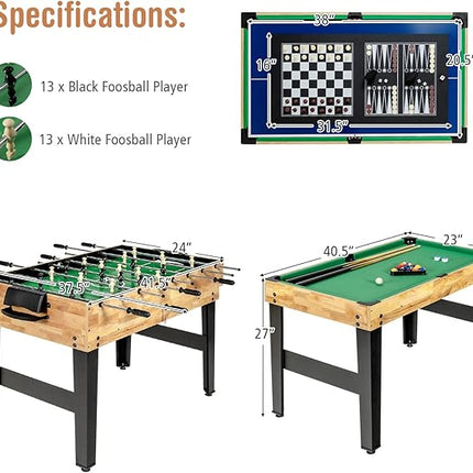 Goplus 10-in-1 Combination Multi Game Table Set, Adult Size Combo Game Table W/Foosball, Table Tennis, Pool, Air Hockey Table, Bowling, Chess, Checkers, Backgammon for Game Night