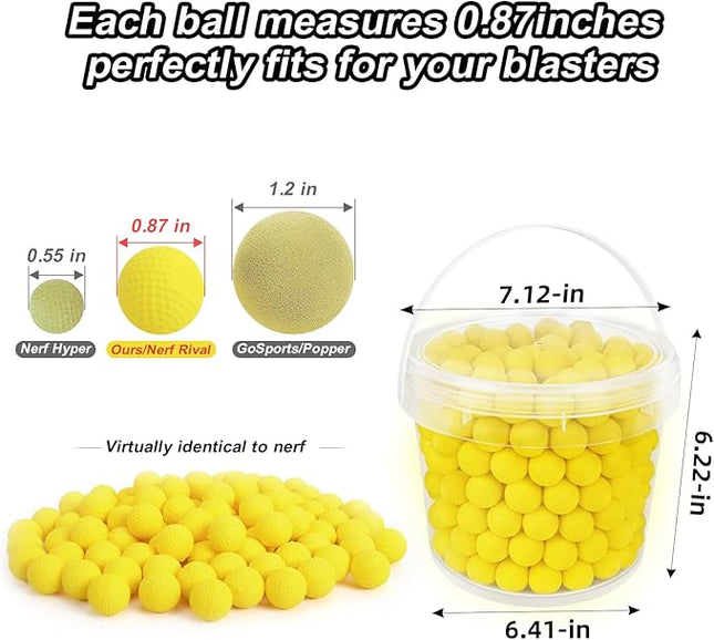300 Rounds Refill Pack Balls Ammo Bulk Compatible with Nerf Rival Gun, TiopLior Yellow Foam Bullet Ball Replacement Refill Pack for Nerf Rival Blasters & Toy Blasters Gun(HIR, High-Impact Rounds)
