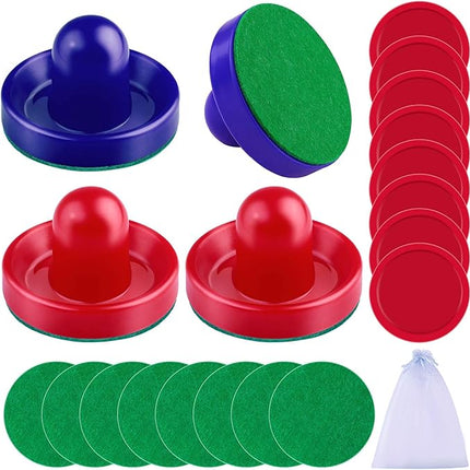 URATOT Air Hockey Accessories - Pushers, Pucks & Paddles (4 Pushers, 8 Red Pucks, 8 Green Pads)