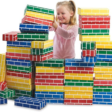Lillian Vernon Primary Building Bricks - Kids Cardboard Blocks, Each 9" x 4" x 2" (Set of 24)