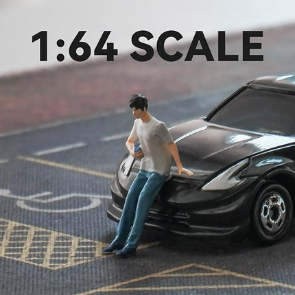 Painted Figure 1:64 Scale Mini Model Trains Architectural Plastic People Figures Leaning Man Figure Model,Suitable for Miniature Scenes(64114B)