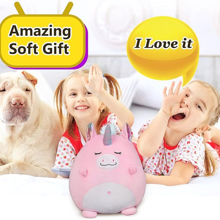 Marsjoy 8" Pink Unicorn Plush Pillow Toy Squishy Stuffed Animal Plushie Pillow Cute Unicorn Huggable Toy Kawaii Soft Cushion for Girl Kid Children's Day Birthdays Christmas