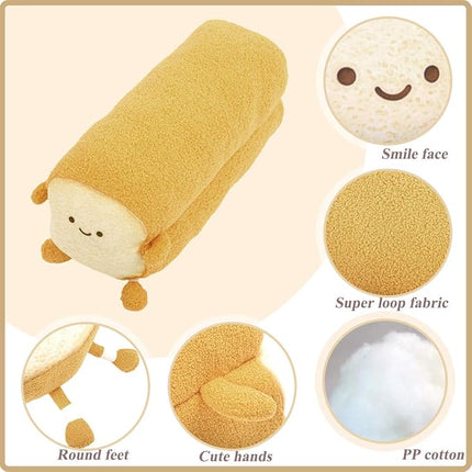 DENTRUN Toast Plush Pillow, Stuffed Bread Shape, Soft Food Plushie for Kids & Adults, 15"