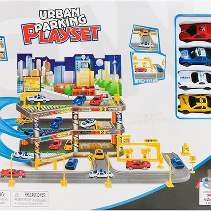 Ultimate Toy Car Garage Diecast Vehicle Playset with 4 Diecast Cars, Boys Ages 3+