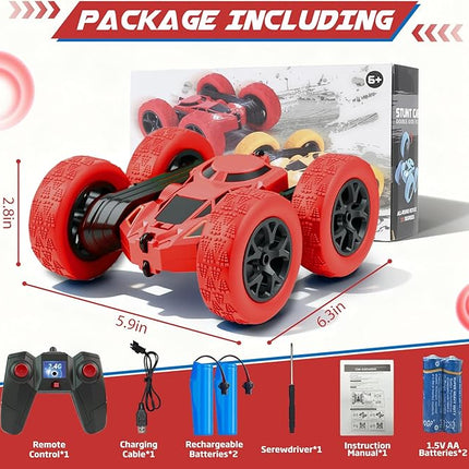 Remote Control Car, RC Cars Toys for Kids Ages 6-12, 2.4GHz RC Stunt Truck with 360° Double-Sided Flips, 4WD Off-Road Racing, Christmas Birthday Gifts for 3 4 5 6 7 5-7 6-8 8-10 Year Old Boys Girls