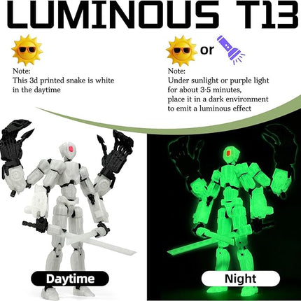 8Inch T13 Action Figure Assembly Completed,3D Printed Multi-Jointed Movable Toy Nova 13 Action Figures Desktop Decorations for Game Lovers Toy (Luminous Green)