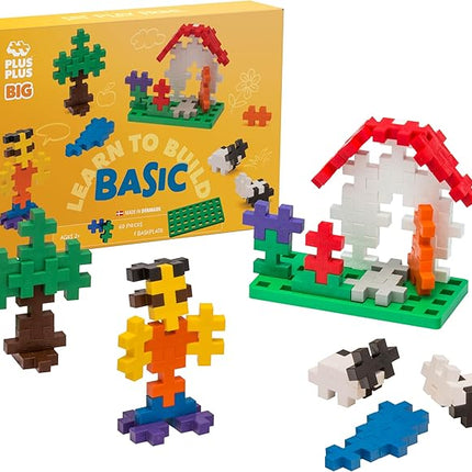 PLUS PLUS Learn to Build Big, Building Toys Set for Toddlers and Preschoolers, Stem Toys for 3+ Year Old, 60 Interlocking Blocks - Basic
