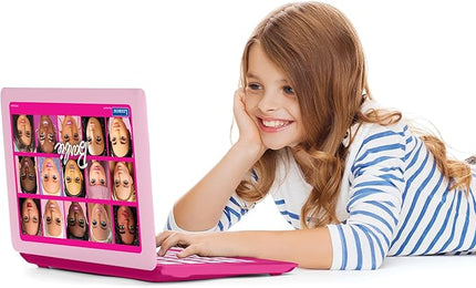 Lexibook, Barbie, Bilingual and Educational Laptop Spanish/English, Toy for Children, 170 Activities to Learn, Play Games and Music, Large Screen, Pink, JC599BBi2