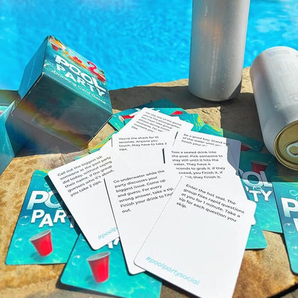 Pool Party Adult Party Game | First Waterproof Pool Card Game for Adults | 100 Hilarious Pool Games for Adults | Perfect for Pool Day, 21st Birthday, Bachelorette, Game Night, or Vacation