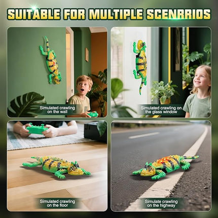 Axirata Wall Climbing Gecko Remote Control Robot Toys for Kids 3-5 4-7 6-8 8-12+ Year Old with Cool Lights, Rechargeable RC Robots Gecko Toy Climbs Walls & 360°Rotation, Birthday Gifts for Boys Girls