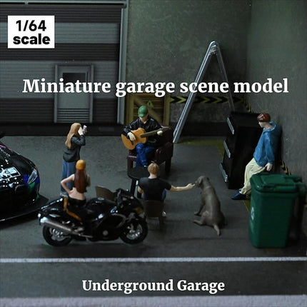 Display Case for Hot Wheels,Diorama 1/64 Scale Car Garage Model with LED Lights and Acrylic Cover, Stackable Car Parking Lot Model,Diecast Car Display Case (Underground Garage)