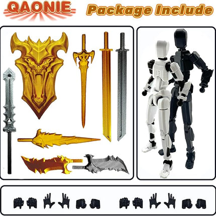 3D Printed 5.54-inch Multi-Jointed Action Figures Dummy13, Full Body Mechanical Movable Toy, Multiple Accessories, Hand Painted Figure, Desk Decoration, Creative Gifts (Z-Set3)