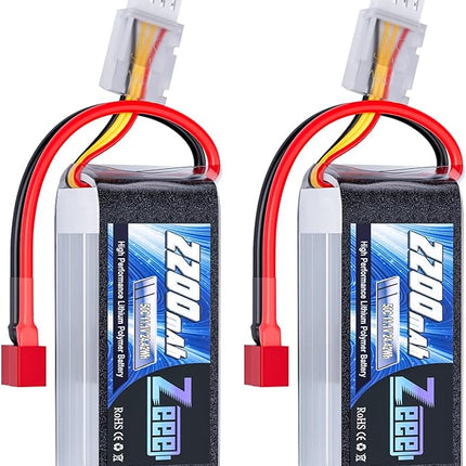Zeee 3S Lipo Battery 2200mAh 11.1V 50C Shorty Pack Battery with T Connector for RC Car Truck Vehicles RC Boat RC Drone Airplane Quadcopter Helicopter FPV RC Hobby Models (2 Pack)