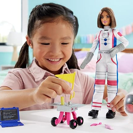 Barbie 65th Anniversary Doll & 10 Accessories, Astronaut Set with Brunette Doll, Rolling Rover, Space Helmet with Flipping Shield & More