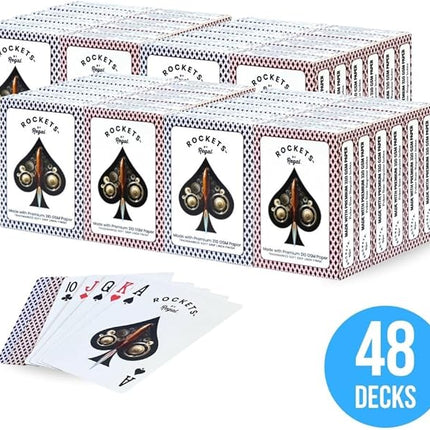 Regal Games [48 Decks] Rockets Bulk Playing Cards Set for Adults & Professionals - 310 GSM Linen Finish - Poker Cards for Blackjack, Euchre, Canasta - Casino Grade, Travel & Game Night Cards