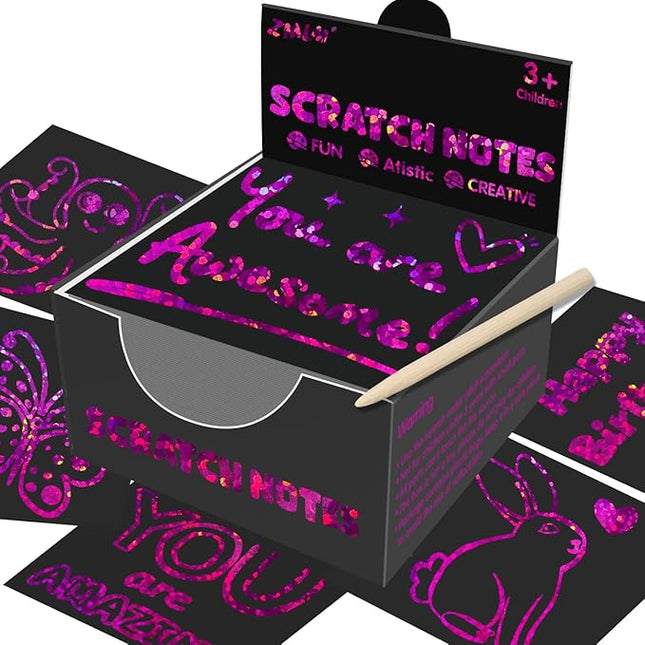 ZMLM 165 Rainbow Scratch Paper Art Crafts Mini Notes Kids Gifts 4 5 6 7 8 9 10 Years Old Girls Boys Students Teens Classroom Prizes School Supplies Birthday Party Travel Toy Activity(Rose)