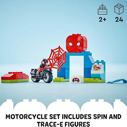 LEGO DUPLO Marvel Spin’s Motorcycle Adventure Fantasy Playset, Based on Spidey and His Amazing Friends TV Show, Build-and-Rebuild, Toddler Toys, Preschool Motorcycle Toy for Kids' Ages 2 and Up, 10424