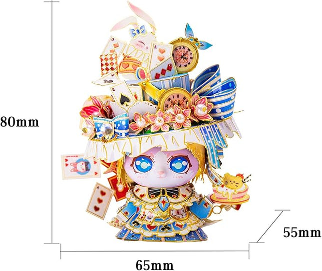 MU 3D Metal Puzzle for Adult Alice Figure Cartoon Cat, Animation Elf Palace Model Kits Miniature Building, Love Festival Birthday Gift Home Decor