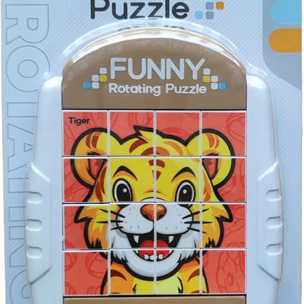 16-Piece Rotating Puzzles for Kids 4-6, Toddlers Puzzles 2-4, Road Trip, Airplane Activities Game, Travel Toys - Brain Teaser, Fine Motor Skills - Birthday Gifts Boys & Girls - Animals