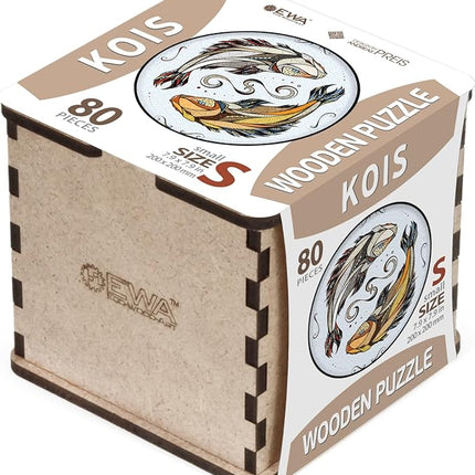 EWA Home Décor – Kois Small 80 Pieces – Wooden Jigsaw Puzzle for Adults – Perfect for Artistic Home Decoration and Mindful Relaxation