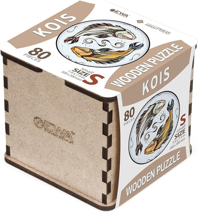 EWA Home Décor – Kois Small 80 Pieces – Wooden Jigsaw Puzzle for Adults – Perfect for Artistic Home Decoration and Mindful Relaxation