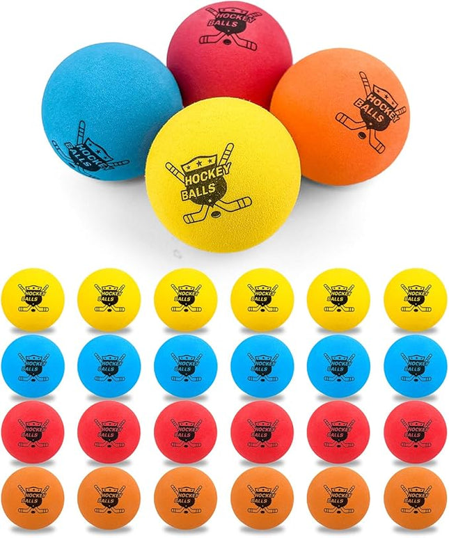 Pandahero 24-Pack Mini Hockey Foam Balls for Indoor Floor & Knee, Soft Street Hockey Balls Party Favors, Toys & Gifts for Boys 8-12