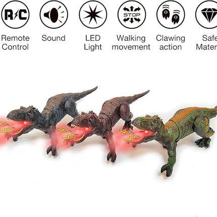 Remote Control Dinosaur Toys for Kids 3-5, 5-7, 8-12, 10-12, Electronic RC T Rex Dino Robot Toy for Boys, Top Christmas & Birthday Gifts for 6 7 8 9 10 11 & 12 Year Old Boys (Color: Blue)