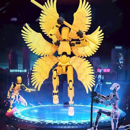 T13 Action Figure Set, 3D Printed Multi-Jointed Movable Robot Dummy Set Lucky 13 Action Figure Articulated, for Collectors Desktop Decorations (White)