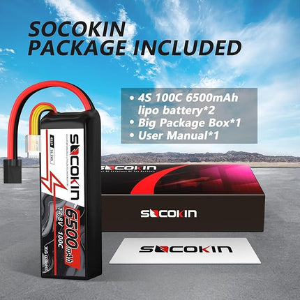 4S Lipo Battery 14.8V 6500mAh 100C Lipo Batterie with TR Connector Plug Soft Case for RC Car X-Maxx RC Boat RC Racing Truck Helicopter Airplane