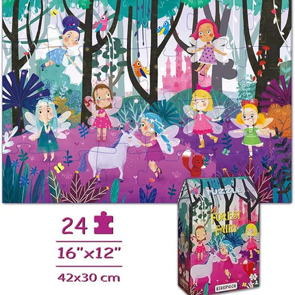 Puzzles for Kids Ages 3-5 Premium 24 Piece Fairy Forest Floor Puzzles for Kids Ages 3-8, Preschool Jigsaw Puzzles Educational Toys for Boys & Girls 3 4 5 6 7 8 Years Old