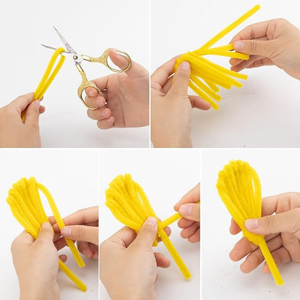 Caydo 200 Pieces Glitter Golden Pipe Cleaners, Thick Fluffy Chenille Stems, Pipe Cleaner Crafts for Arts & Crafts, Perfect for Making Animals, Flowers, and Valentine's Day Decorations