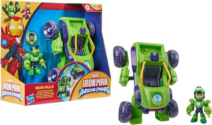 IRON MAN AND HIS AWESOME FRIENDS Marvel 2-in-1 Mech Suit & Vehicle, Action Figure & Toy Vehicle Set, 3-Inch-Scale Super Hero Toys, Ages 3+