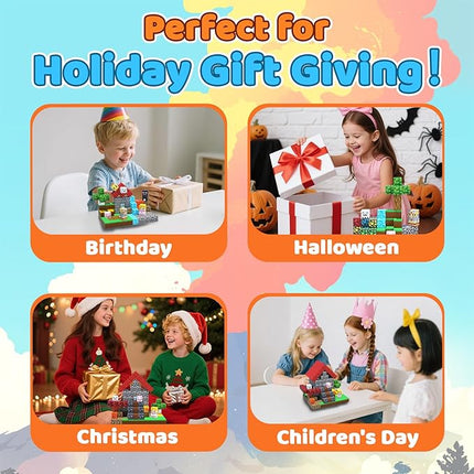 208 PCS Magnetic Blocks Building Toys, Build 3D Magnetic Building Blocks Set for Kids Ages 3+, Magnet Blocks STEM Sensory Educational Christmas Birthday Gifts Construction Toys