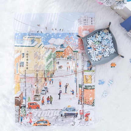 MOMIBOOK Puzzles for Adults 2000s Piece Jigsaw Puzzles of Otaru's Love Letter, Painting Image Winter Snow Twon Difficult Challenging Hard Impossible Puzzle Unique Funny Christmas Birthday Gifts