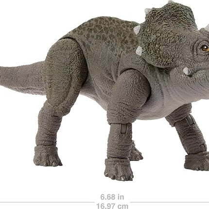 Mattel Jurassic World Hammond Collection Dinosaur Action Figure Toy, Juvenile Triceratops Premium Movie Design with Glass Eyes & 14 Points Articulation