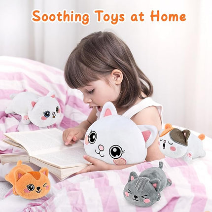KMUYSL Cat Stuffed Animals Toys for Ages 0 1 2 3 4 5 6 7 8+ Years Old Kids - Mommy Cat with 4 Baby Kitty in Her Tummy, Idea Xmas Birthday Gifts for Baby, Toddler, Girls, Boys
