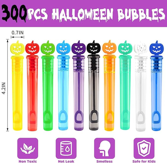 300PCS Halloween Party Favor, Halloween Bubble Wands for Kids, Halloween Trick or Treat Toys, Goodies Bag Fillers, Pinata Fillers, Mini Bubble Wands for Party Supplies
